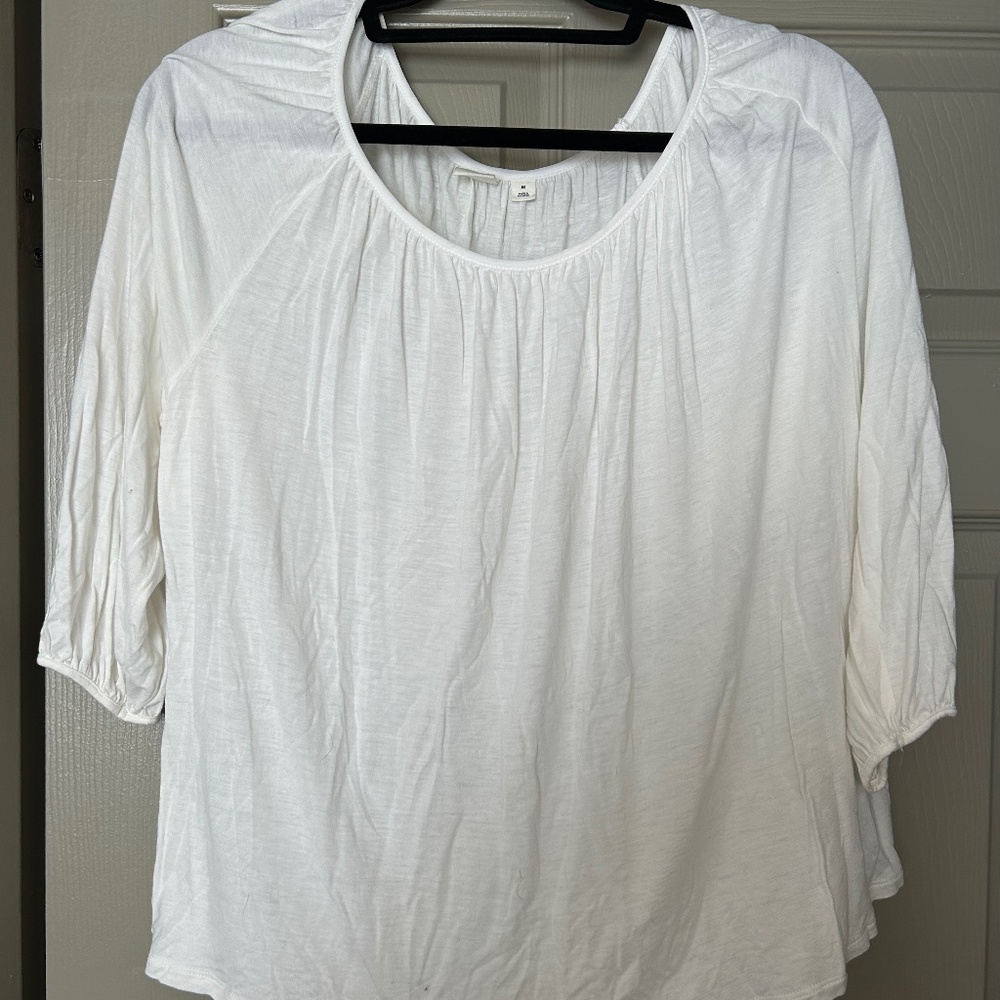 Gap 3/4 sleeve white peasant top